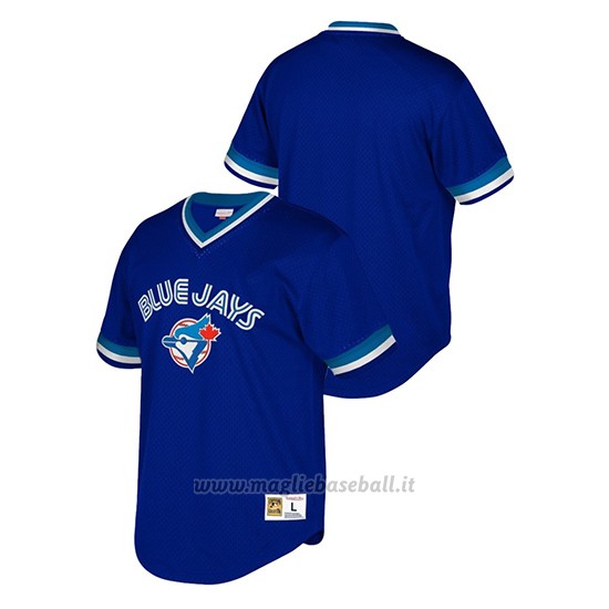 Maglia Baseball Uomo Toronto Blue Jays Cooperstown Collection Mesh Wordmark V-neck Blu